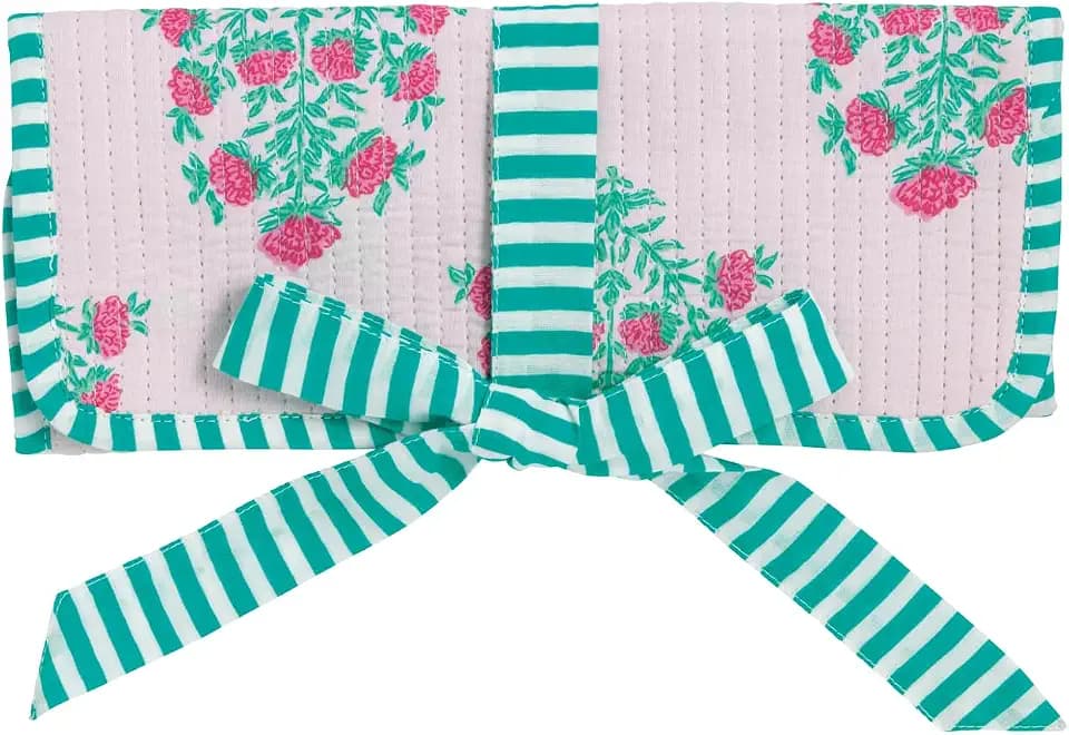 Mud Pie Women's Blush Block Print Jewelry Roll