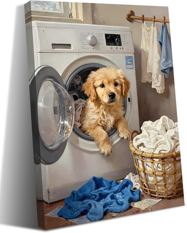 ZOIYINO Laundry Room Canvas Frame Wall Art Laundry Sign Painting