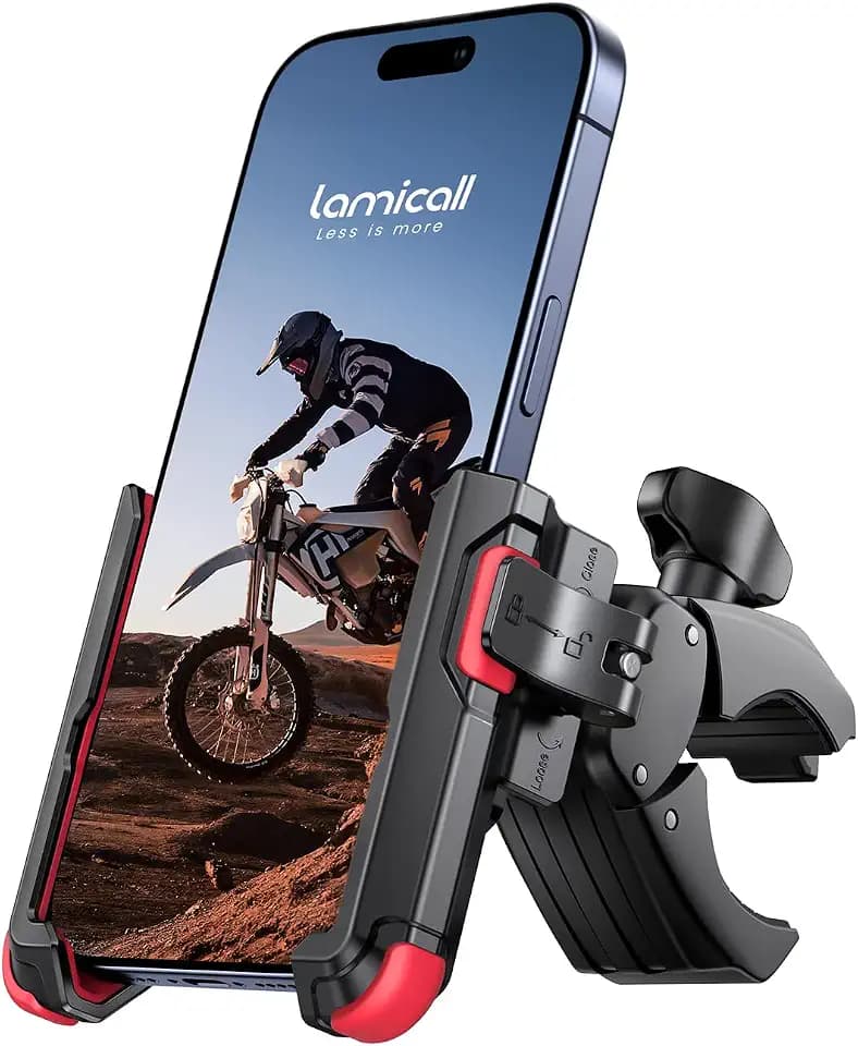 Lamicall Motorcycle Bike Phone Mount, 1s Quick Release Bike Phone Holder