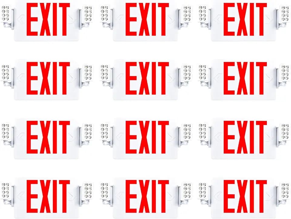 Sunco 12 Pack Red Exit Signs with LED Emergency Lights & Backup Battery
