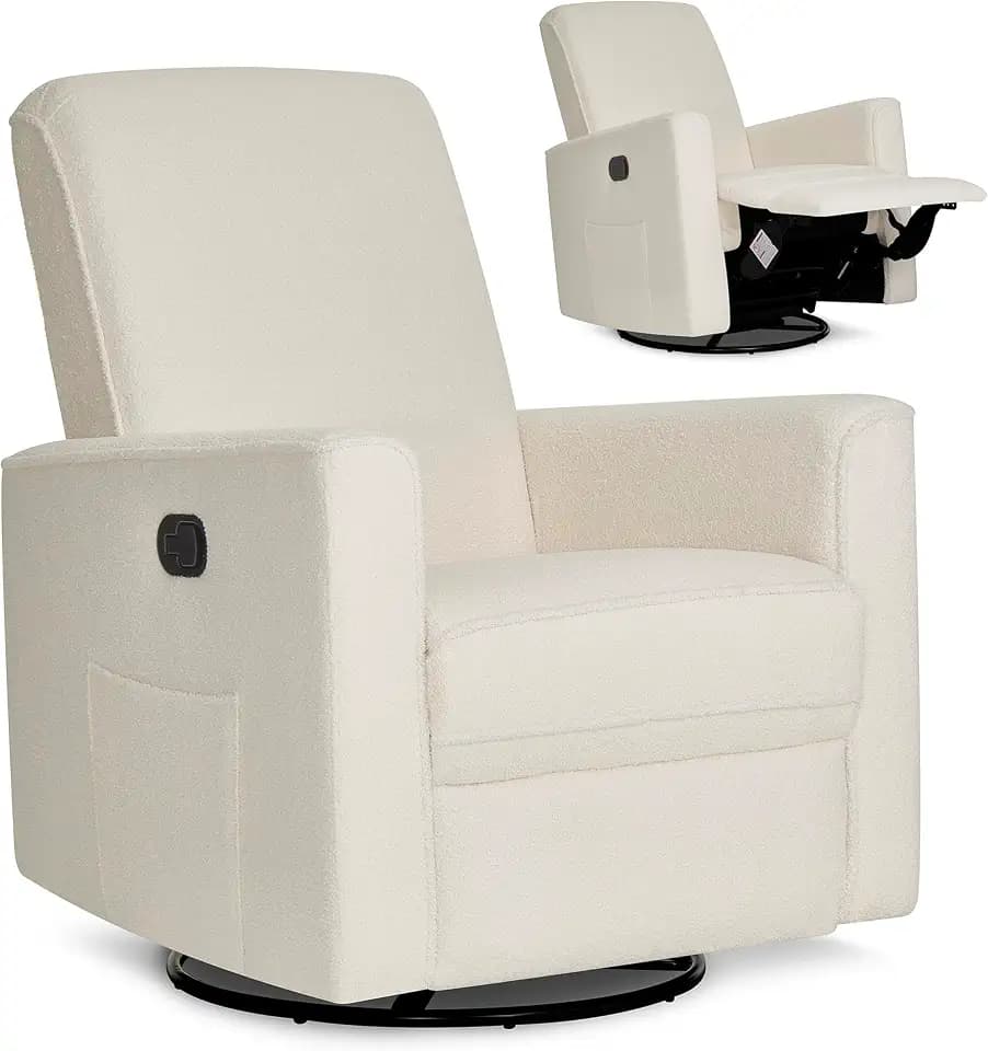Evolur Raleigh Plus Nursery Glider Recliner, GREENGUARD Gold, Plush Ivory