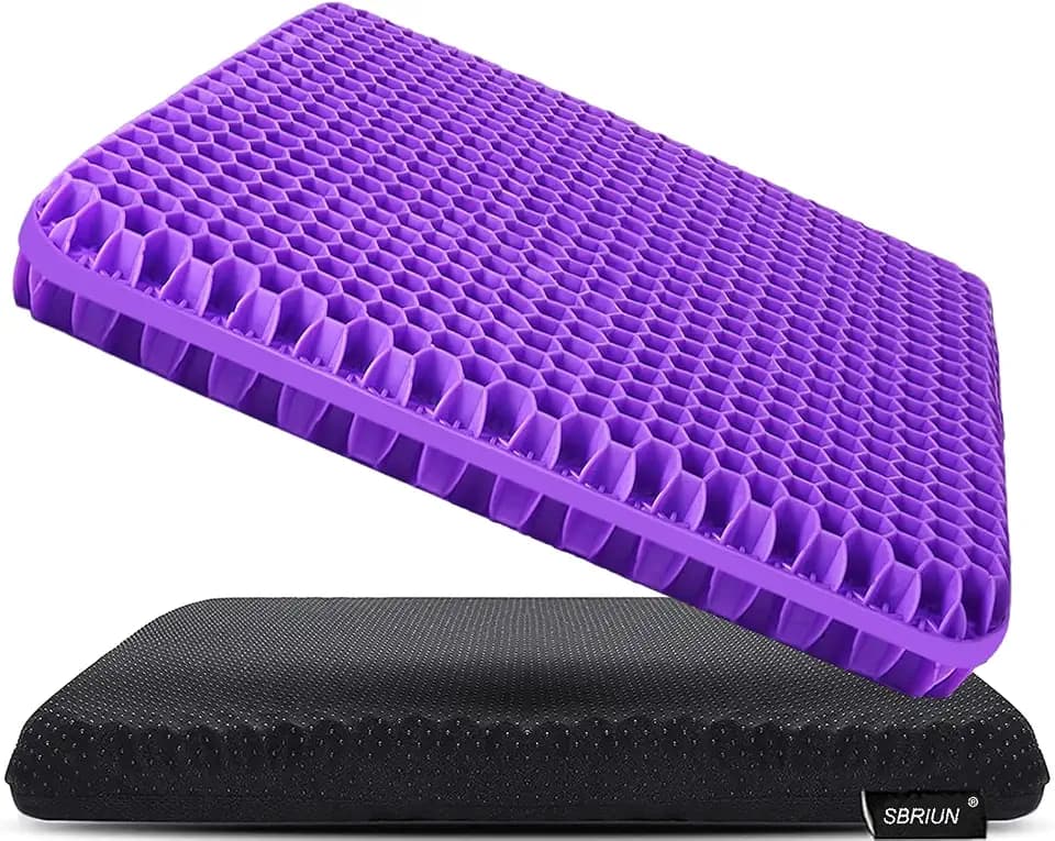 Gel Seat Cushion for Long Sitting, Double Thick, Pressure Relief