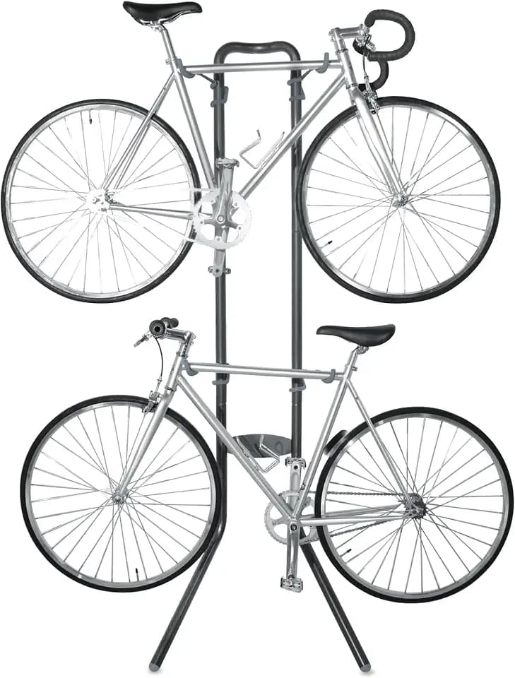 Rugged 2 Bike Rack for Garage & Home by Delta Cycle – No Drilling Required – Fully Adjustable Gravity Storage Rack for Any Style Bicycle – Leaning Wall Rack Holds Up to 100 lbs