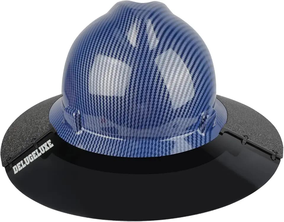 Hard Hat Sun Shade Visor Full Brim - 3 Panels & 4 Clips, Compatible with Standard V-Gard Full Brim, Includes A-Z Crystal Label Stickers (Extra Clip & Letters)