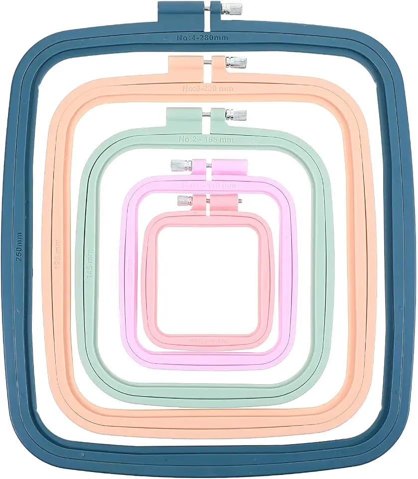 5 Pieces 5 Sizes Square Embroidery Hoops, ABS Plastic Embroidery Hoops for DIY Embroidery Craft