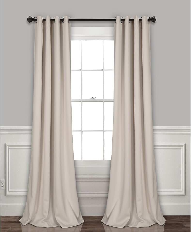 Lush Decor Insulated Grommet Blackout Window Curtain Panels, Pair, 52" W x 84" L, Wheat - Classic Modern Design - Chic Window Decor - Long Curtains For Living Room, Bedroom, Or Dining Room