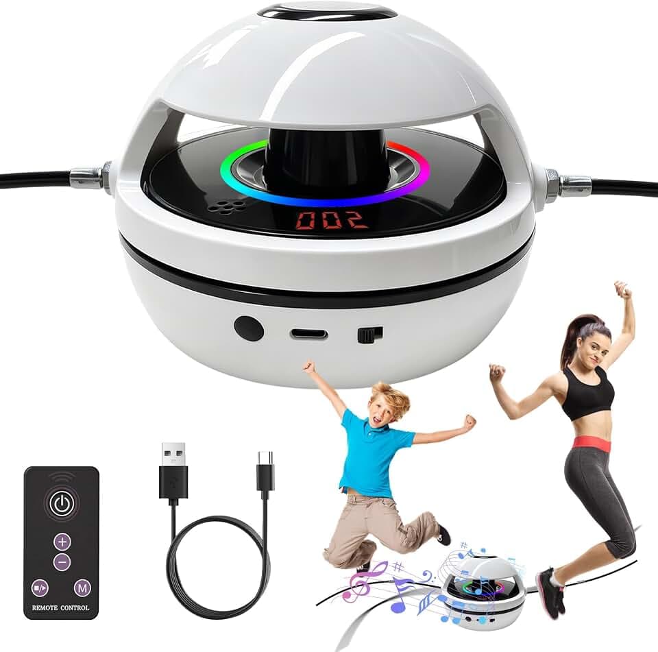 TZEKING Elektronisches Springseil,Intelligente Springseilmaschine mit Fernbedienung,10 Stufen Geschwindigkeit,Bluetooth Musik,Trainingsgerät