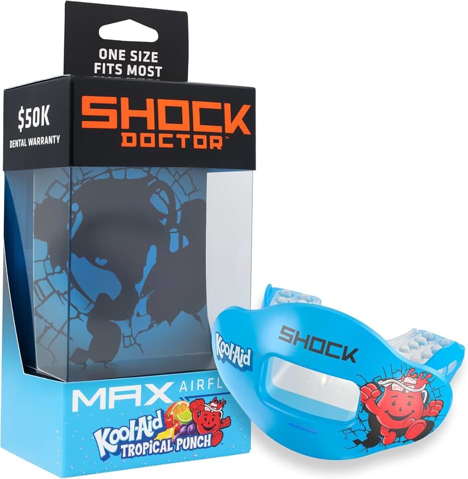 Shock Doctor Kool Aid Lip Guard Mouth Guard - Max Air Flow, Full Mouth Protection Compatible with Braces, Lip Guard, Instant Fit Mouthguard for Football, Hockey, Lacrosse