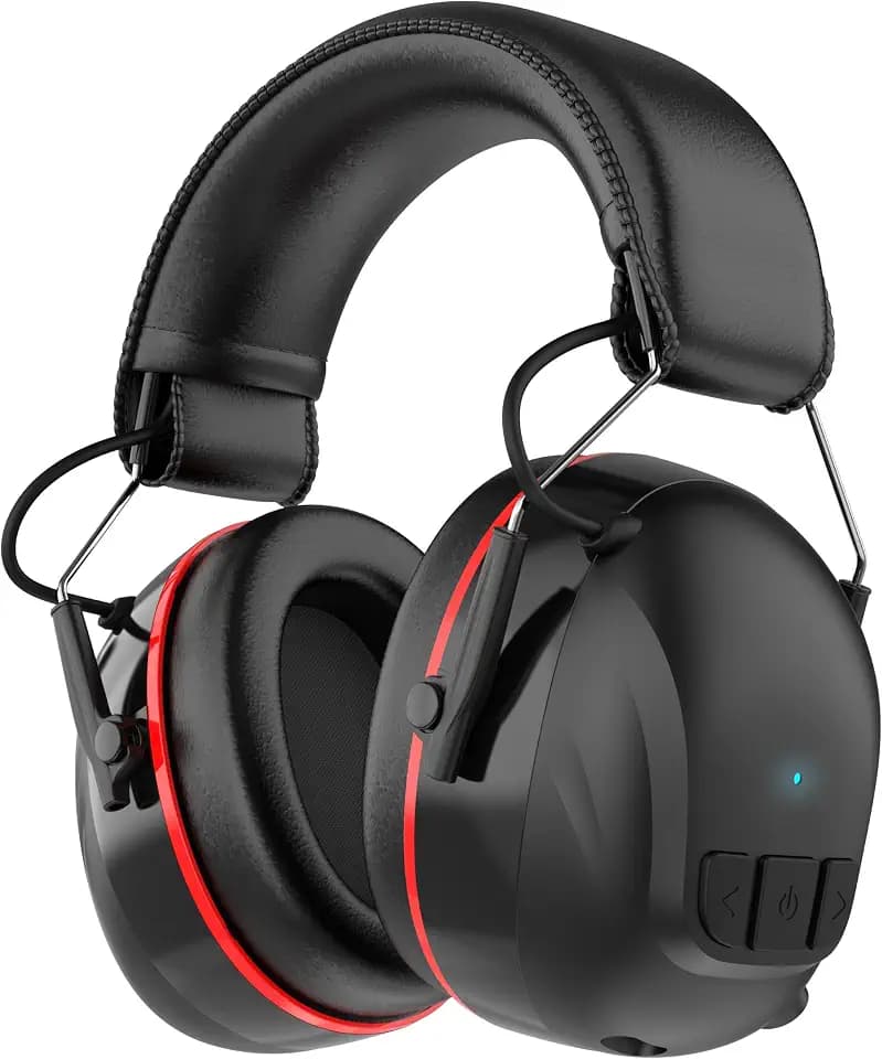 Qozybuds Bluetooth 6.0 Hearing Protection Headphones with 120H Working Time, 30dB SNR, Superior Stereo Sound Quality, Larger Buttons for Easy Operation, Safety Ear Muffs for Lawn Mowing, Workshops