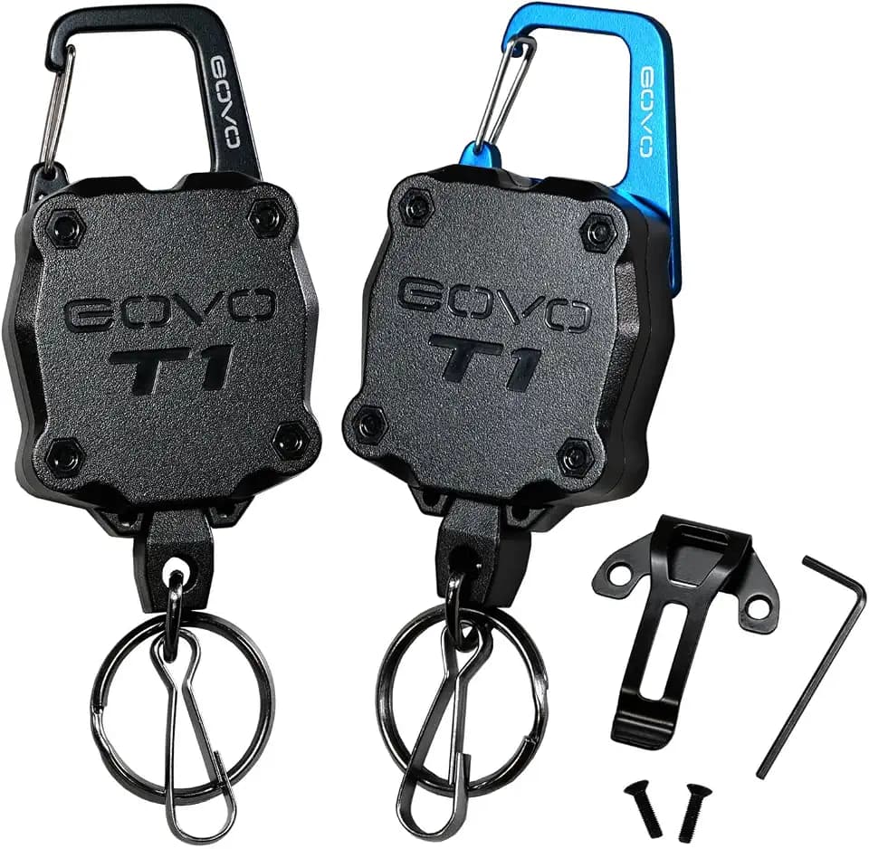 GOVO T1 Retractable Keychain, 9.5 Oz Retraction Force, 34” Steel Cable