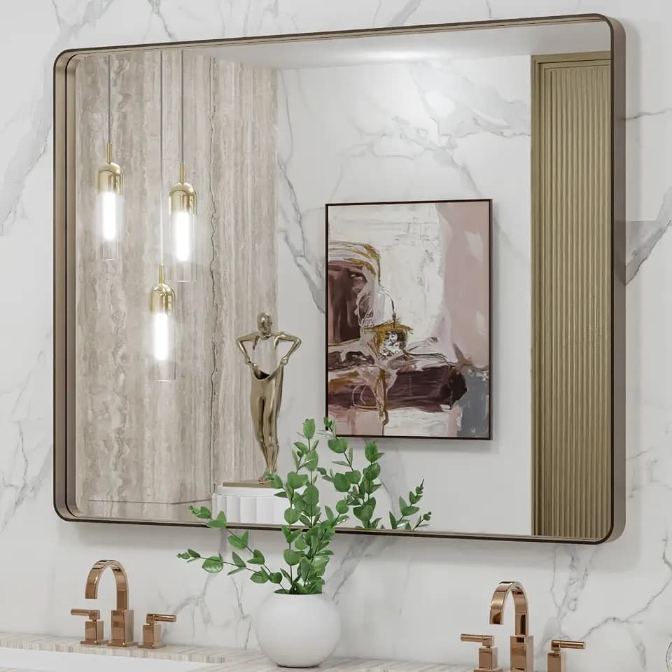 LOAAO 40"X32" Bronze Bathroom Mirror