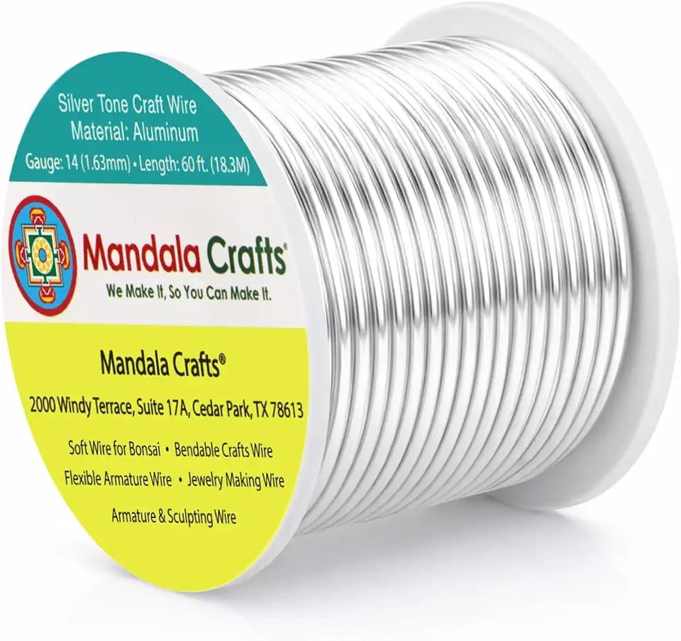 Mandala Crafts 14 Gauge Silver Tone Anodized Aluminum Craft Wire, 60 FT