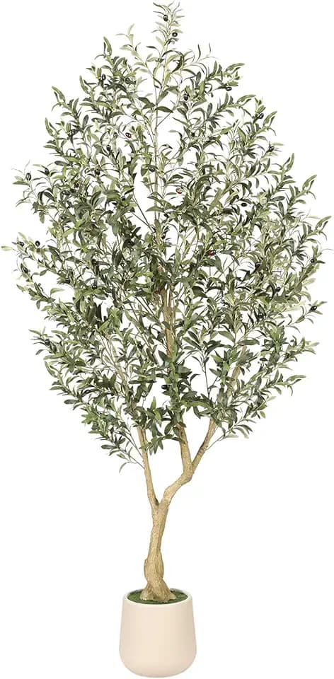 Realead 7ft Artificial Olive Tree with Tall Exquisite Planter