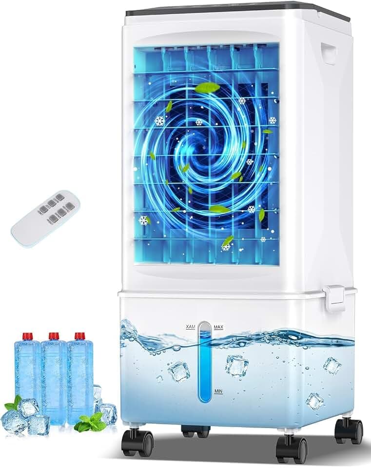 Portable Air Conditioners, Portable AC Unit, Evaporative Air Cooler w/2.5Gal Tank, Fast Cooling, 3 Speeds, Windowless Air Conditioner w/7H Timer, Swamp Cooler for Room Home Office Garage