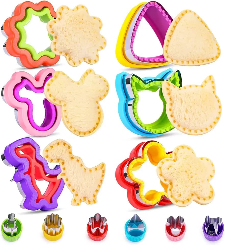 12Pcs Sandwich Cutters for Kids Lunch, Crustless Sandwich Maker
