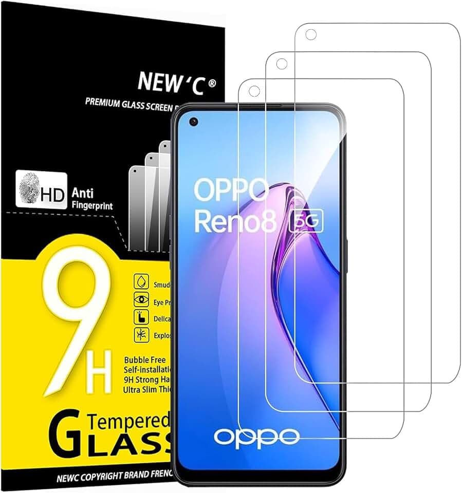 NEW'C Schutzfolie für OPPO Reno 8 5G, Reno 8 Lite 5G für Panzerglas