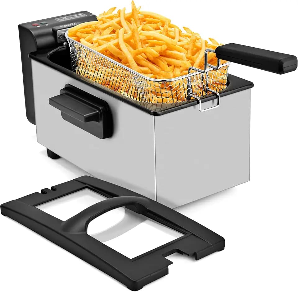 Pukomc Deep Fryer 3L Capacity,1500W Oil Fryer with Adjustable Temperature