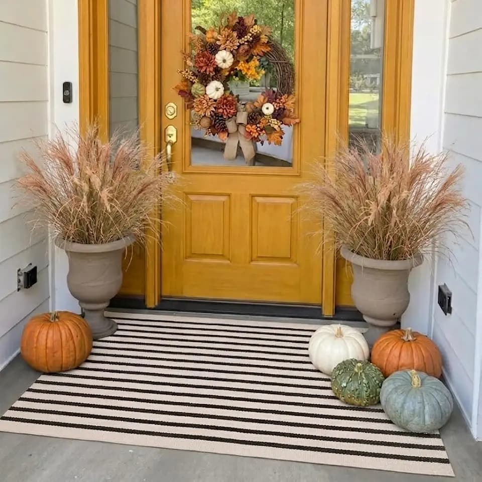LEEVAN Outdoor Front Porch Rug Washable Under Doormat Layering Door Rug