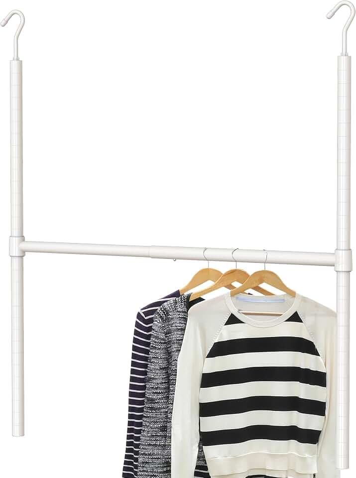 Simple Houseware Adjustable Closet Hanging Rod, White
