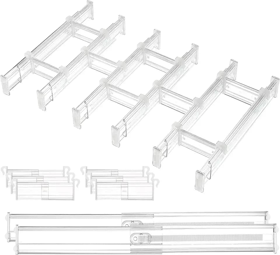Vtopmart 2.36" Drawer Dividers with Expandable Inserts, 12.8"-22.3", 8 Pack