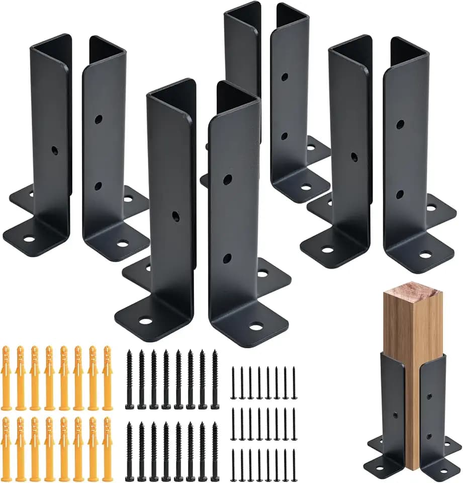 8 PCS Adjustable Deck Post Anchor Base Brackets Fit 1.5x1.5,2x2,2x4,4x4 Post, Wood Fence Pergola Post Base Brackets Kit for Decking, Fencing, Pergola, Railing, Mailbox Mount, Patio Covers