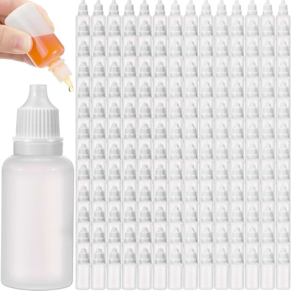 Umigy 200 Pcs Dropper Bottles Empty Squeezable Bottle 20 ml Plastic, White