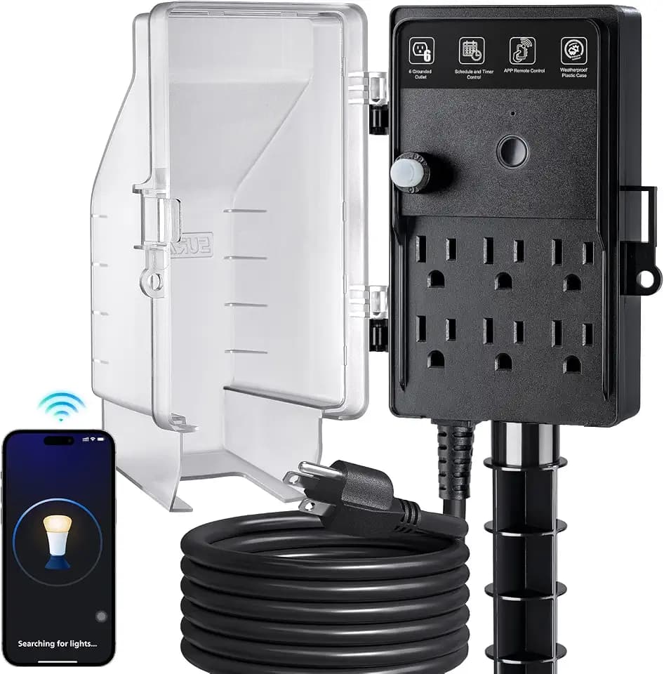 SURAIELEC Zigbee Outdoor Power Stake Timer Waterproof Smart Plug, 6 Outlets