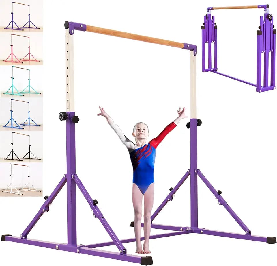 MARFULA Adjustable 5 Ft Folding Gymnastics Kip Bar for Kids Ages 3-18