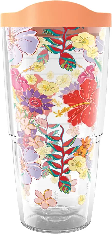 Tervis Tropical Hibiscus Party Made in USA Double Walled Insulated Tumbler Travel Cup Keeps Drinks Cold & Hot, 24oz, Classic