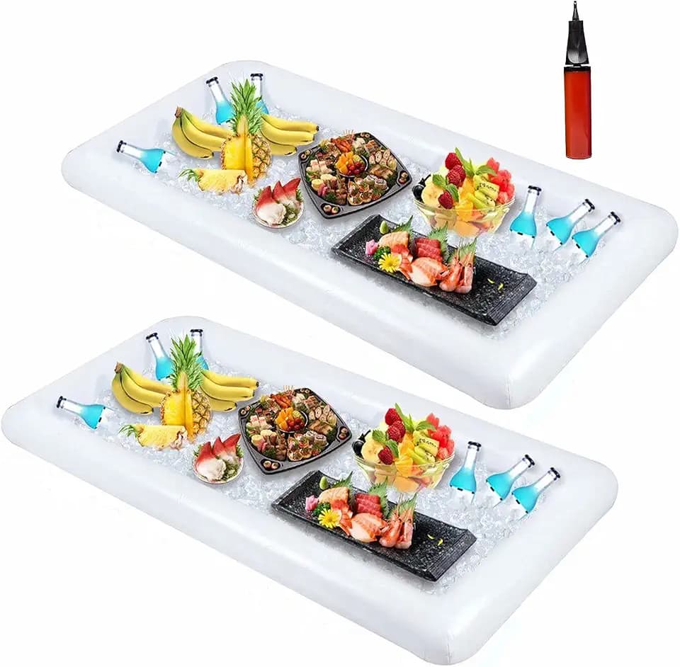 2 Pack Inflatable Serving Bar Buffet Cooler - Ice Tray for Food & Drinks, Portable for Parties, BBQ, Picnic, Pool Keep Cold All Day Reusable & Leak-Proof Summer Essentials