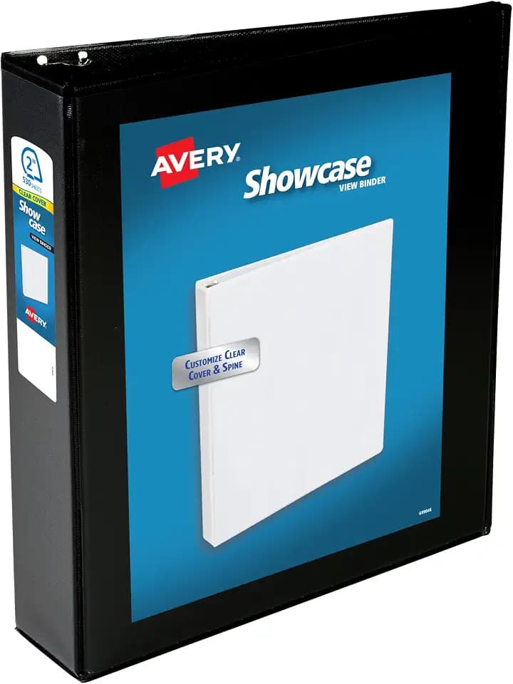Avery® Showcase Standard View Binder, 2" Slant Rings, 1 Black Binder