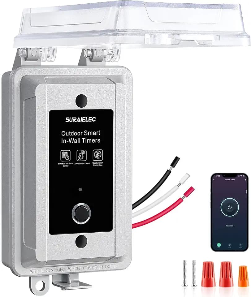 SURAIELEC 20A Heavy-Duty Outdoor WiFi Smart Timer Switch App/Voice Control