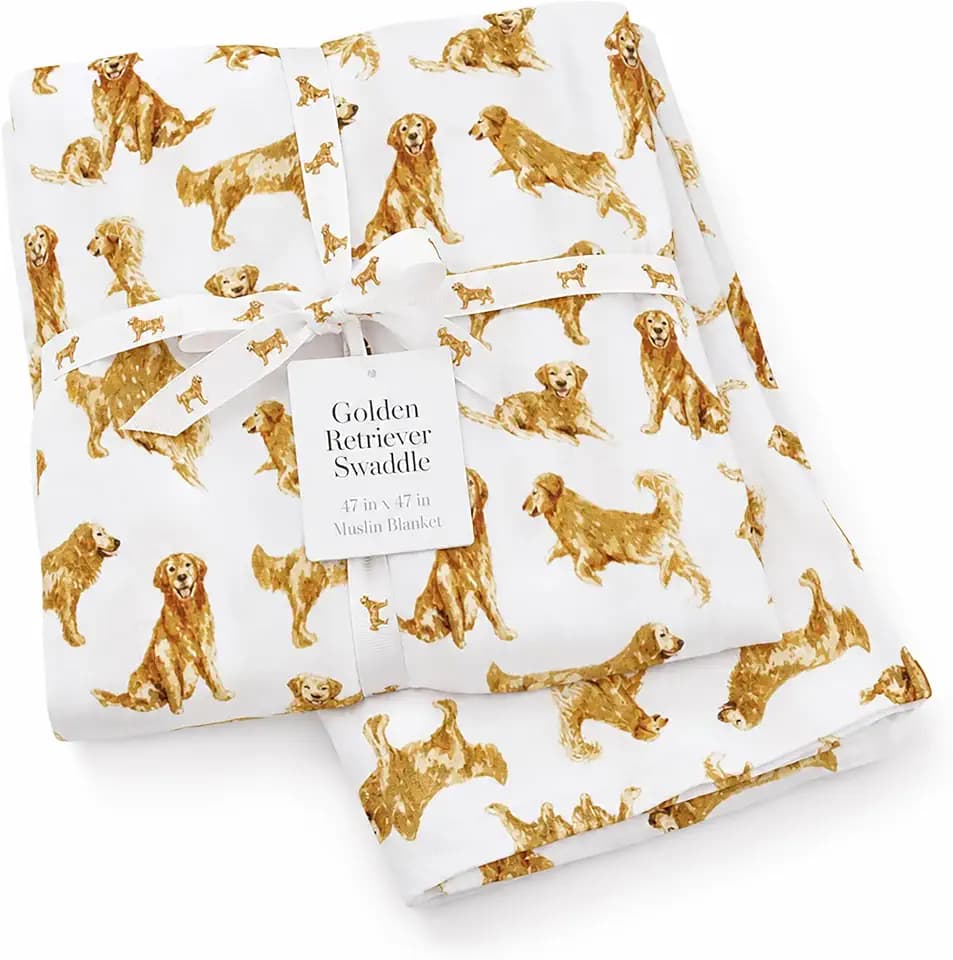 Mud Pie Golden Retriever Muslin Swaddle Blanket