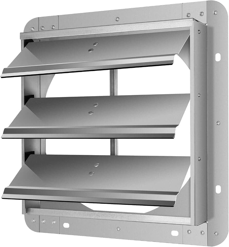 Simple Deluxe 12-Inch Square Aluminum Automatic Gravity Shutter Louver Vent, Silver