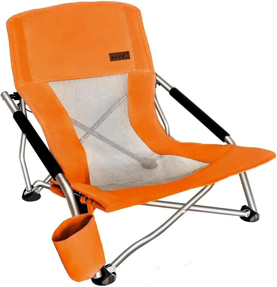 Nice C Low Beach Camping Folding Chair, River Sand Lake Chair (1P, Orange)