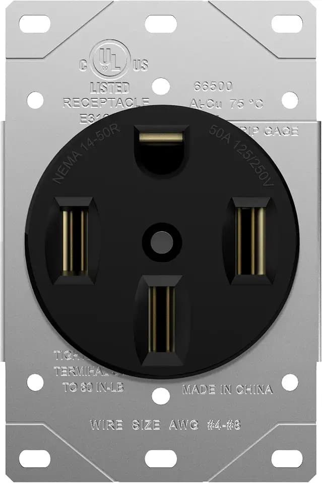 ENERLITES 50A Range Receptacle Outlet, NEMA 14-50R, Black
