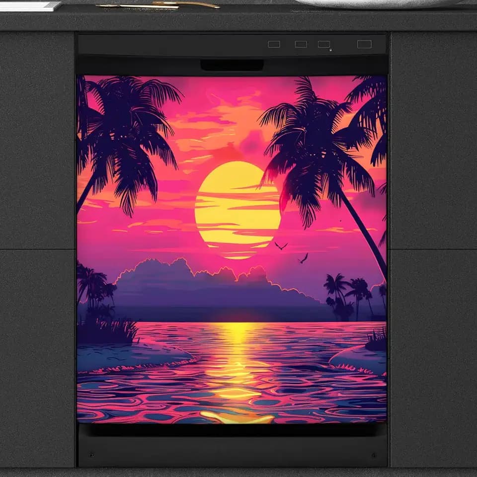 Beach Dishwasher Magnet Cover Front Dishwasher Cover Decoration