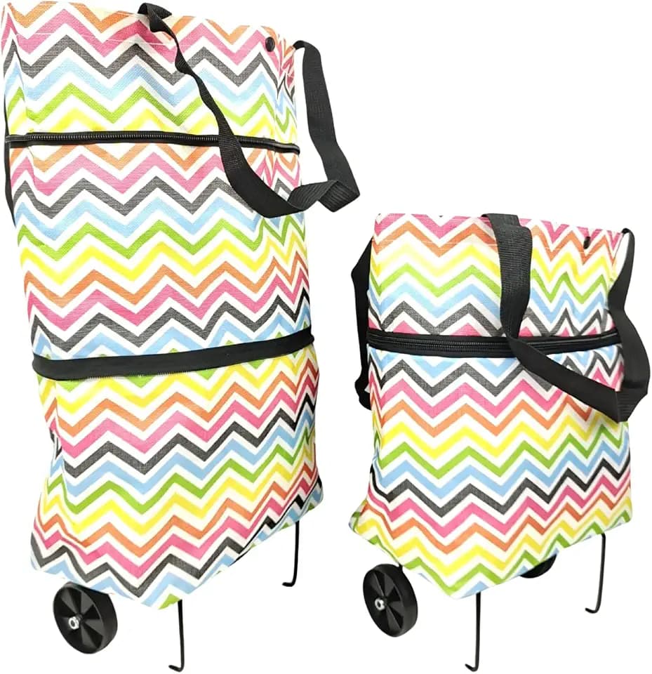 Foldable Wheeled Grocery Bag - Water-Resistant Rolling Tote