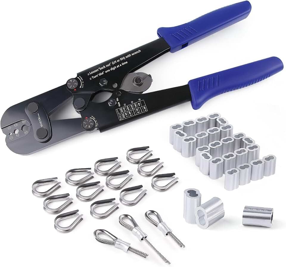 Yangoutool Wire Rope Crimping and Cutting Kit for 1/16-1/8 Inch Steel Cable