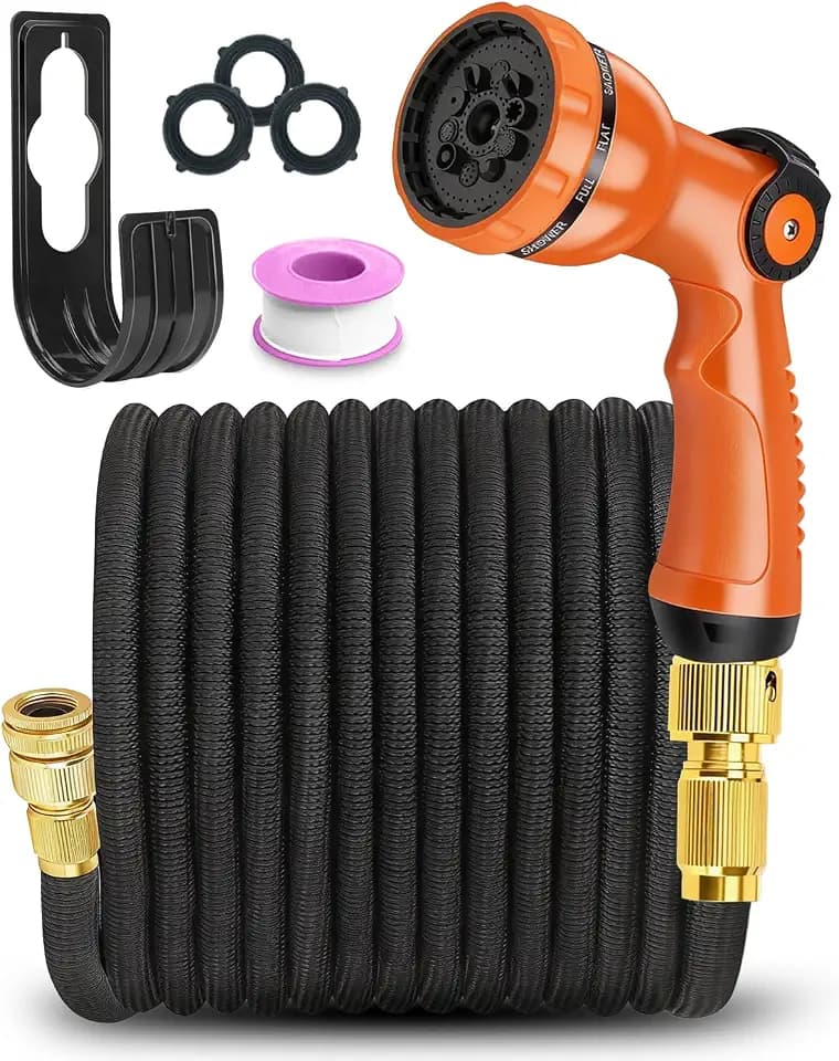 Flexibler Gartenschlauch 30M/100FT, Erweiterbarer Gartenschlauch mit Daumenschalter, Wasserschlauch 3/4 zoll und 1/2 zoll mit 10-Funktions-Düse, Flexibler Garden Hose für den Außenbereich Waschen