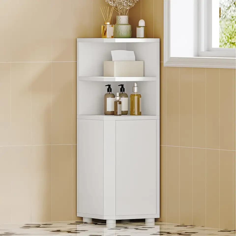 Hzuaneri Corner Cabinet, Small Bathroom Corner Cabinet with Doors
