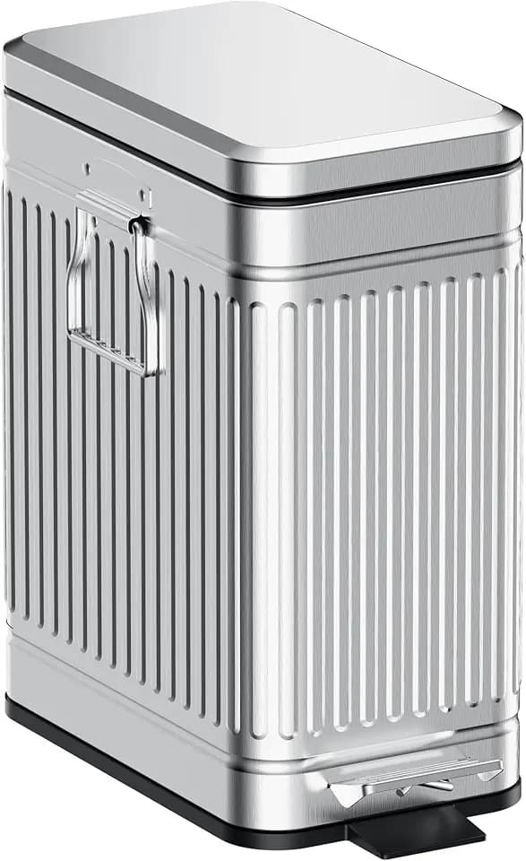 Small Trash Can with Lid, 2.6 Gal Dog Poop Trash Can, Silver