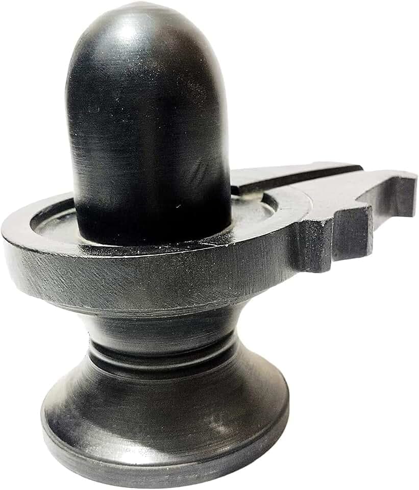 athizay Stone shivling- 6 cm -Black - Compact Idol for Pooja, Car Dashboard, Gifting