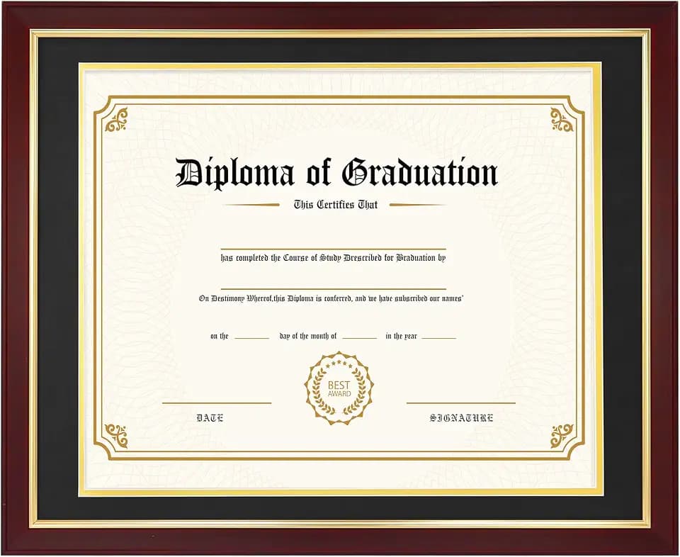 16x20 Diploma Frame with Black/Gold Mats for 14x17 Certificate, Mahogany