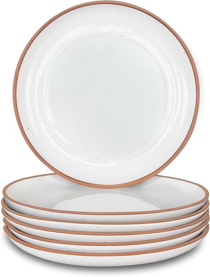 MORA Ceramic Plates Set, 7.8 in - Set of 6 - The Dessert, Salad, Appetizer, Small Dinner etc Plate. Microwave, Oven, and Dishwasher Safe, Scratch Resistant. Kitchen Porcelain Dish - Vanilla White