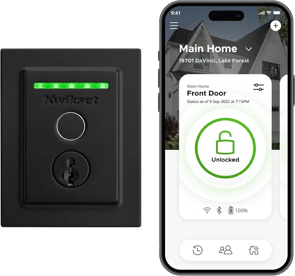 Kwikset 959CNTFPRT-514S Halo Touch Contemporary Fingerprint Deadbolt with Built-in WiFi and SmartKey Backup Iron Black Finish