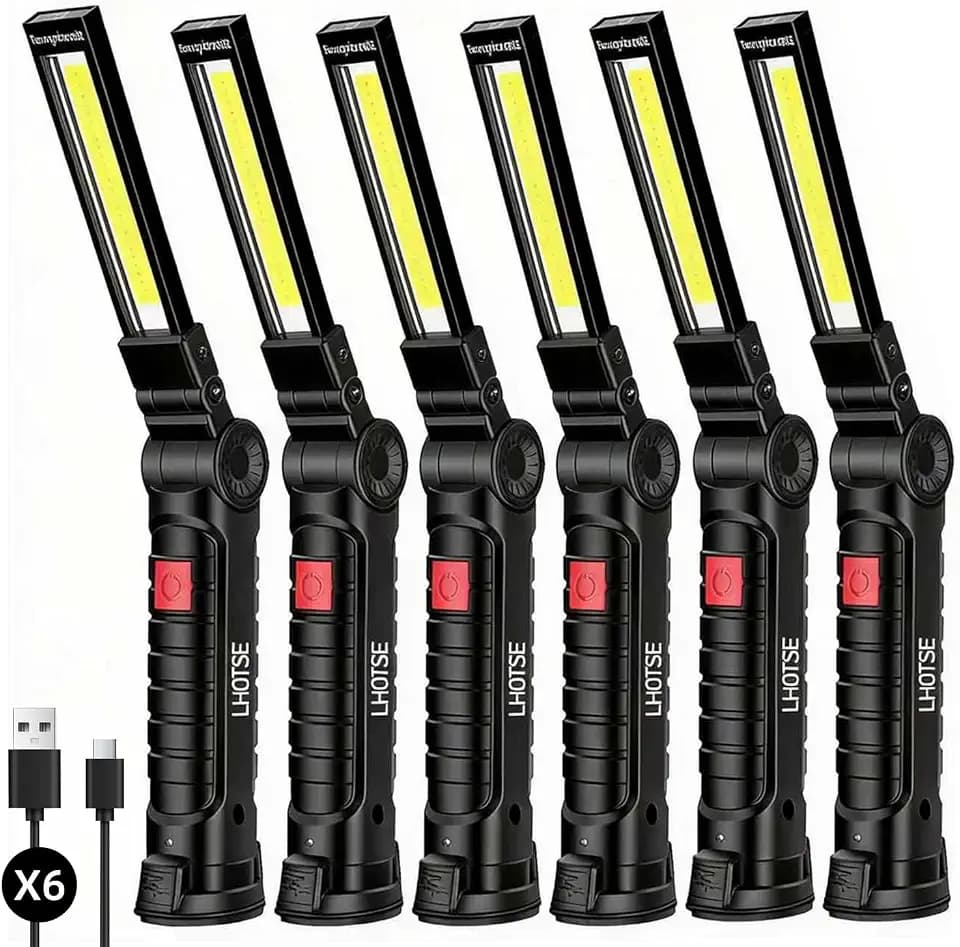 LHOTSE Rechargeable LED Work Light/Flashlight for Mechanic(6 Pack)