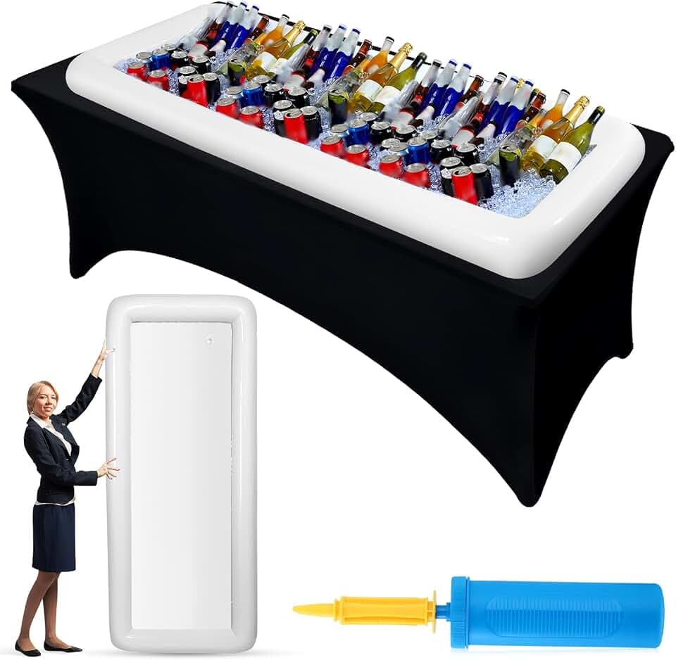 Halloscume 1 Pack 72 x 30 x 5" Large Inflatable Serving Bar Cooler, White