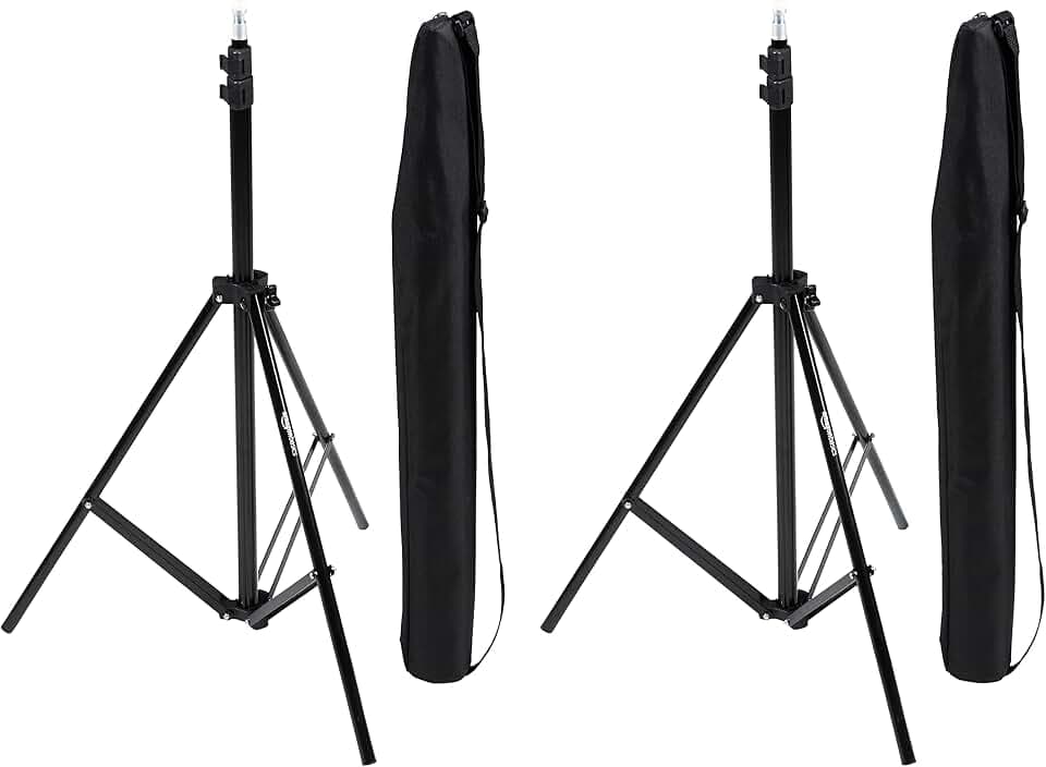 Amazon Basics 2er-Pack Aluminium 2,04 m Kamera Beleuchtungsstativ für Studio- und On-Location-Fotos, 821 g, Höhenverstellbar, Tragbar, Kompakte Aufbewahrung - Schwarz