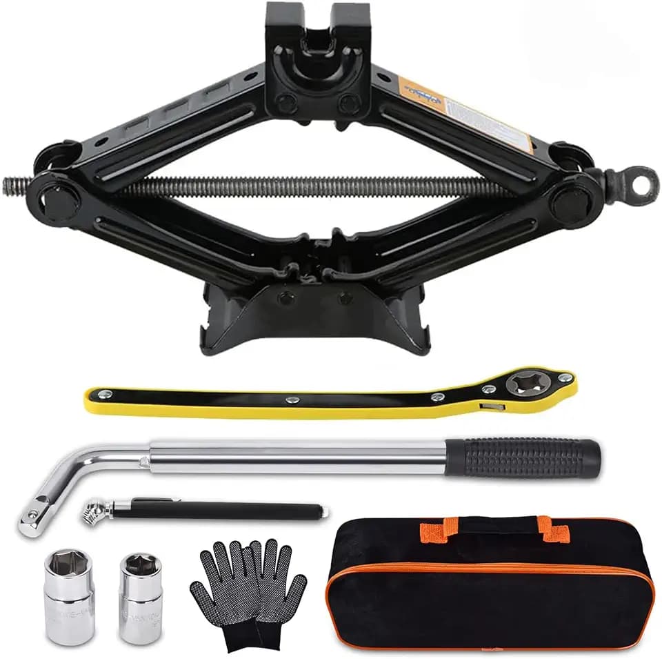 Rarapop Scherenwagenheber 2T (4.409 lbs), Tragbares Auto-Wagenheber-Set – Universelles Notfallset mit Schraubenschlüssel zum Reifenwechsel für Autos, SUV und PKW